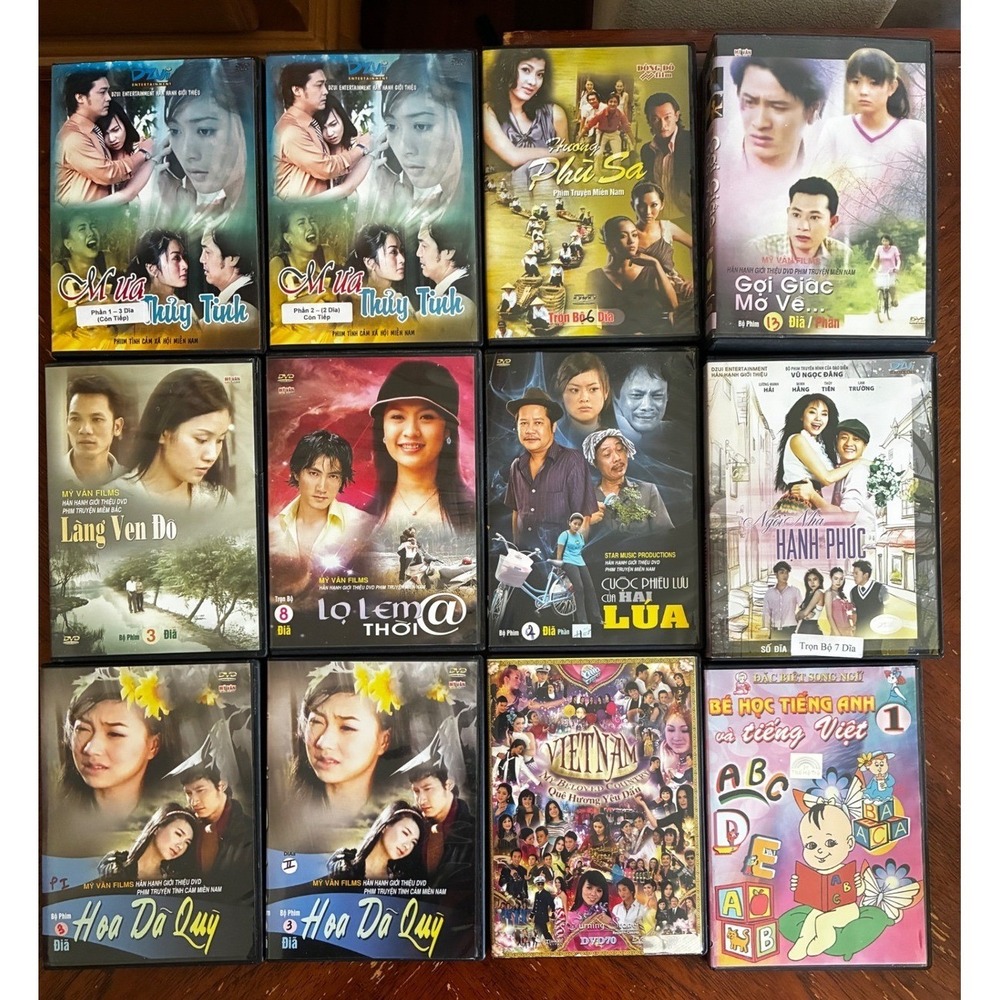 Vintage Vietnamese DVD Lot 12pc Mua Thuy Tinh Hoa Da Quy Ngoi Nha Hanh Phuc